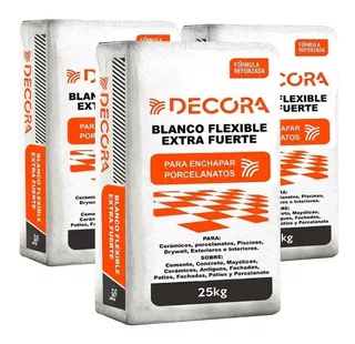 Pegamento Blanco Flexible Decora 20 Kg Ideal Para Mayólica