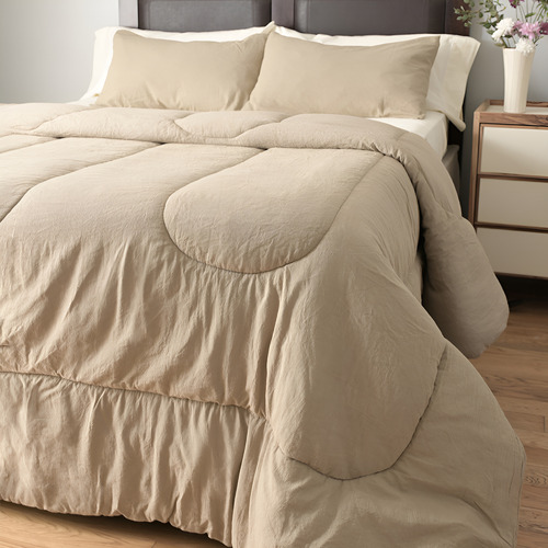 Acolchado 1 1/2 Plaza Microfibra Liso Suave Liviano Tuyen Beige Lisa