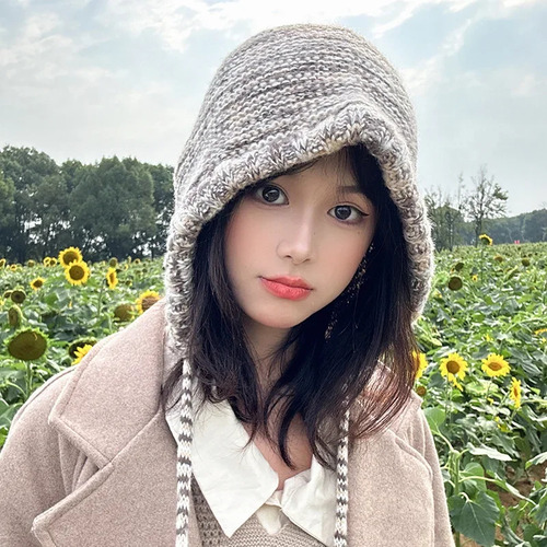 Gorro De Pescador Cálido Para Invierno, Tejido En Bloques De