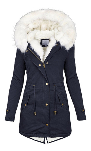 Chamarra Acolchada De Felpa Para Mujer Parka Con Forro Polar