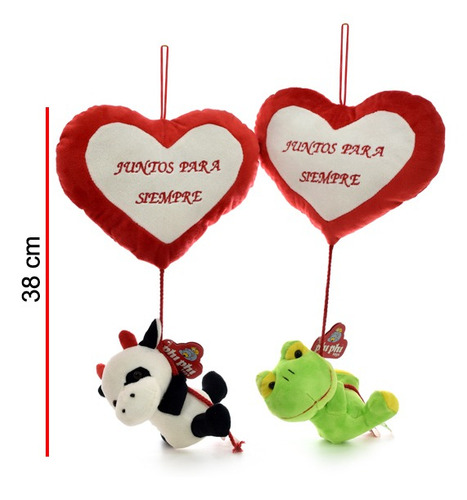 Peluche Animales Con Corazon Colgante 38 Cm.