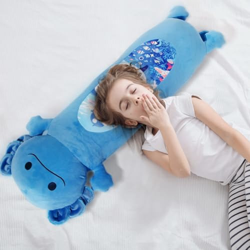 Almohada Corporal De Peluche Axolote Azul De 22 Pulgadas, Li