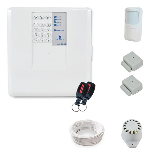 Kit Alarme Residencial Hombrus 3 Sensor Sem Fio Configurado