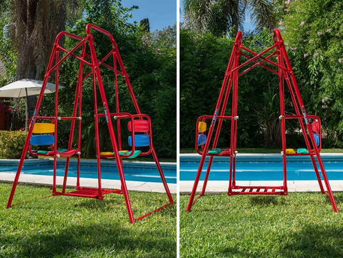 Hamaca Infantil Reforzada Gemelas Doble Asiento Dir Fabrica Color Rojo