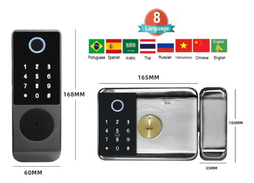 Cerradura Inteligente Doble Bloqueo Tuyaapp Wifi Exterior