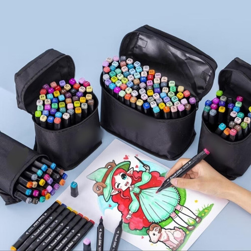 Conjunto Canetas Permanente-marca Yiyou Ponta Dupla 48 Cores Aleatorio