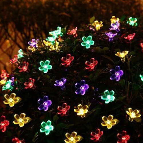 Guirnalda De Luces Solares, Iluminación Navideña Con Flores