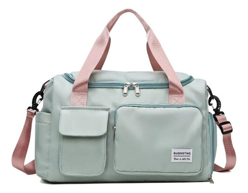 Maleta Gym Ejercicio Bolsa Viaje Casual Moda Morral Bcel Am7 Color Verde Con Rosa