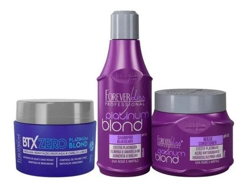 Kit Forever Liss Btx 160g, Shampoo E Máscara Platinum Blond 