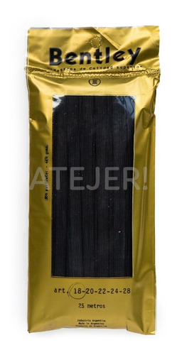 Imagen 1 de 8 de Elástico Liso Marca Bentley Art 18 De 8mm X 25 Metros Negro