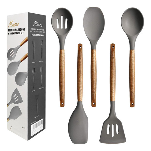 Miusco Juego De Utensilios De Cocina De Silicona De 5 Piezas