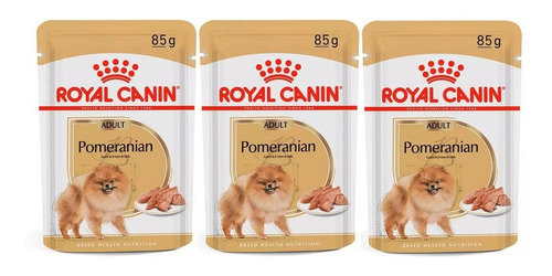 Kit 3 Unidades Ração Sachê Pomeranian Adult 85g Royal Canin