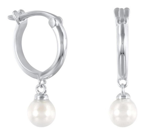 Aretes De Plata 925 Arracadas De Perlas Blancas Mujer Regalo