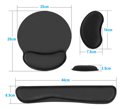 Q Almohadilla Para Mouse Y Teclado 3pcs, Con Reposamuñecas,