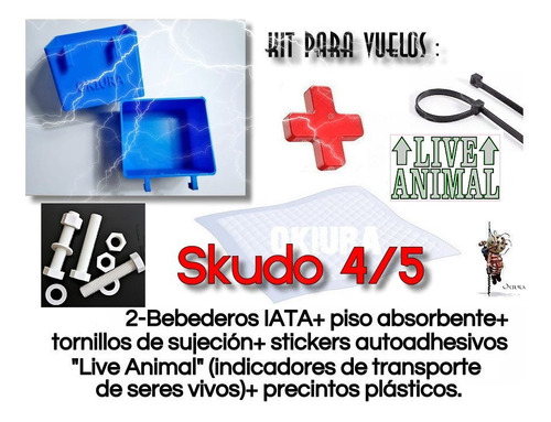  Kit De Vuelo Iata+piso Absorbente+live Animals+bebederos