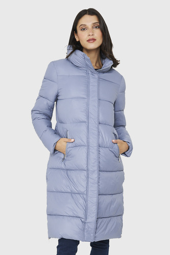 Parka Larga Acolchada Cuello Alto Celeste Nicopoly