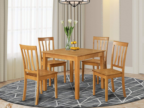 East West Furniture Oxan5-oak-c Set De 5 Mesas Y 4 Sillas Pa