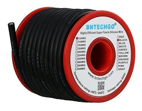 Cable Silicone 12 Awg Negro 25 Pies