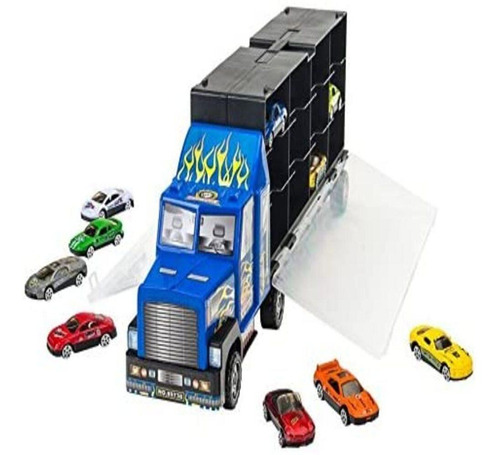 Imagem 3 de 6 de Caminhao Cegonha Com 12 Carrinhos Porta 24 Carros Hot