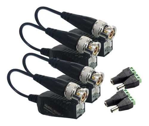 Kit 2 Pares Balum Pasivo 4mpx Transceptor Balun Cctv Plugs