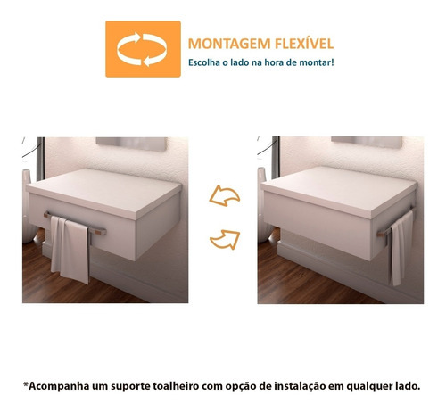 Bancada Metrópole 605w 60cm C/cuba Rt45 E Prateleira Cor da pia Branco Cor do móvel Preto onix