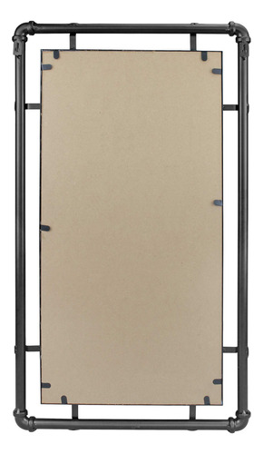 Espejo De Pared Rectangular Industrial Negro 74 X 42 Cm Con