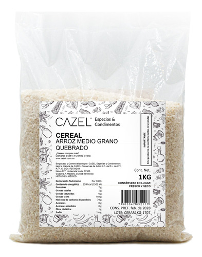 Arroz Medio Grano Quebrado 1kg