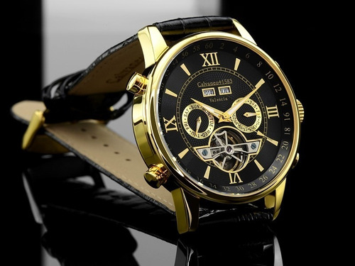 Relógio Calvaneo 1583 Valencia Gold Shinyblack Automático