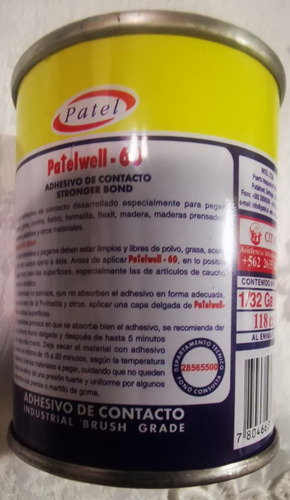 Imagen 3 de 8 de Adhesivo De Contacto Patelwell-60 1/32 Galón Ferrepernos