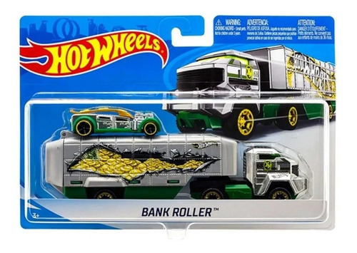  Camión Hot Wheels City Bank Roller Con Coche De Carreras