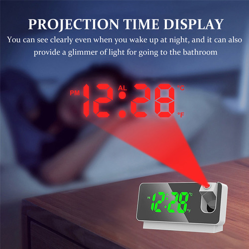Fweaad Reloj Despertador Led De Proyección Digital De Mesa.