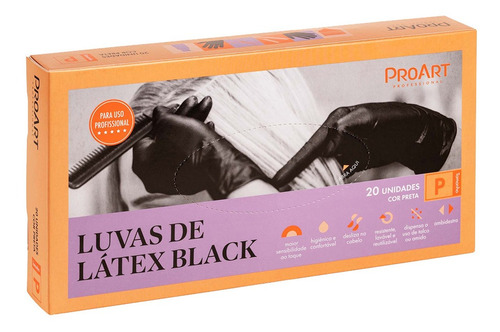 Pro Art Luvas Black De Latex Tam P 20uni