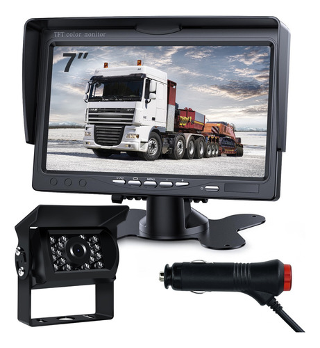 Kit Cámara Reversa Con Coche Monitor 7puLG De 12v-24v Tft