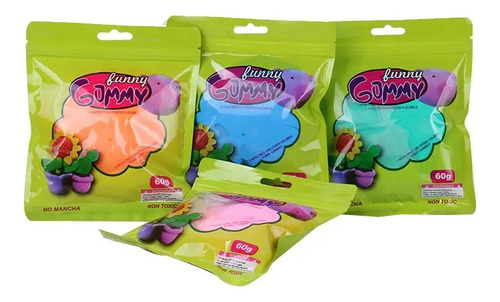 Pack 12 Colores Masa Flexible Funny Gummy/goma Eva Moldeable