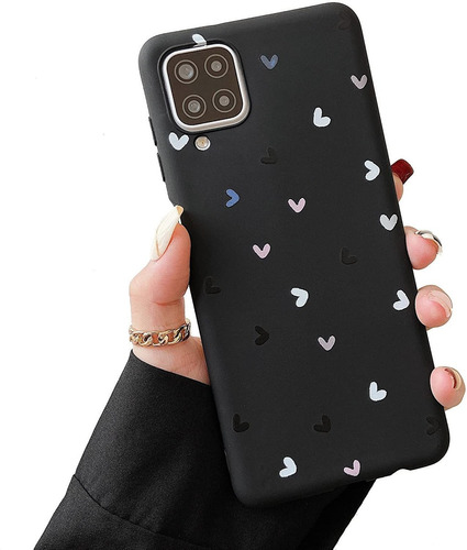 Funda Samsung Galaxy A12 Silicona Corazon 3d (usa) - Negro