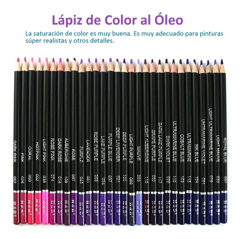 Imagen 5 de 10 de Set 145 Lápices De Dibujo De Colores Metálicos Grafito H&b