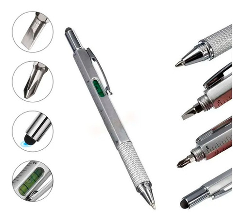 30pz Bolígrafo Multifuncional Desarmador Regla Nivel 6 En 1 Tinta Negro Exterior