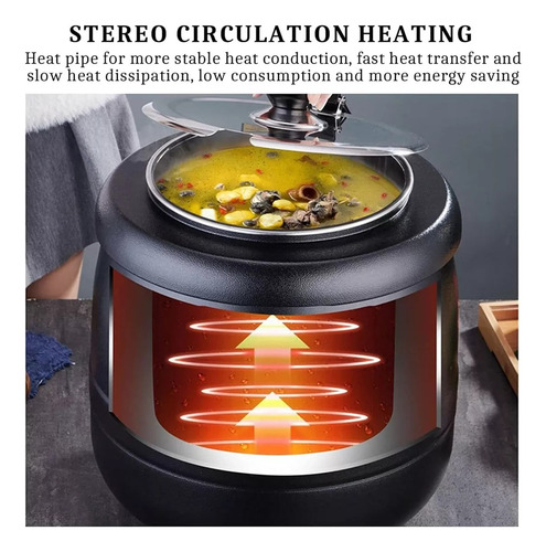 Bufetera Electrico Caliente Acero Inoxidable Negro 400w 10l
