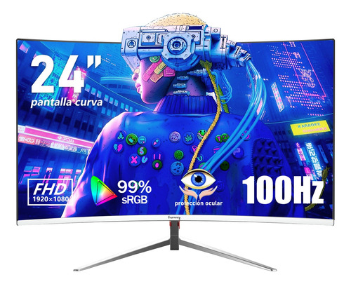 Monitor Gamer Curvo Hdmi Led 100 Hz 24 Pulgadas  Blanco