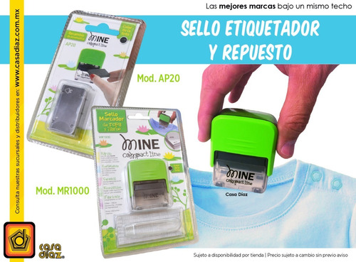 Sello Etiquetador/ Marcador Papel Y Tela Y Repuestos- Mine
