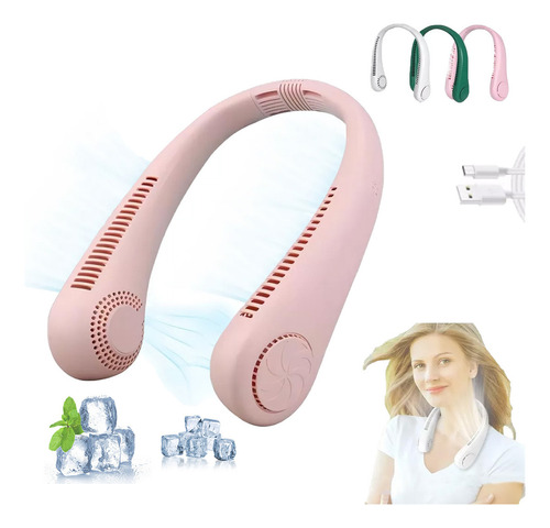 Ventilador Portátil Cuello Flexible 3 Velocidades Recargable Color Rosa