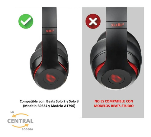 Imagen 2 de 4 de Almohadillas Audífonos Para Beats Solo 3 Y Solo 2 Wireless