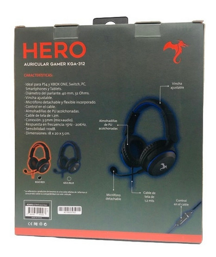 Imagen 3 de 6 de Auricular Gamer Kolke Hero Con Microfono Ar1 Kga-312 Ellobo