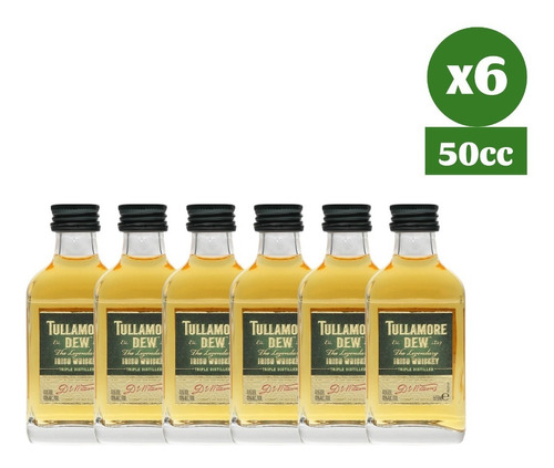 Pack 6x Miniatura Whiskey Irlandes Tullamore Dew 50cc 