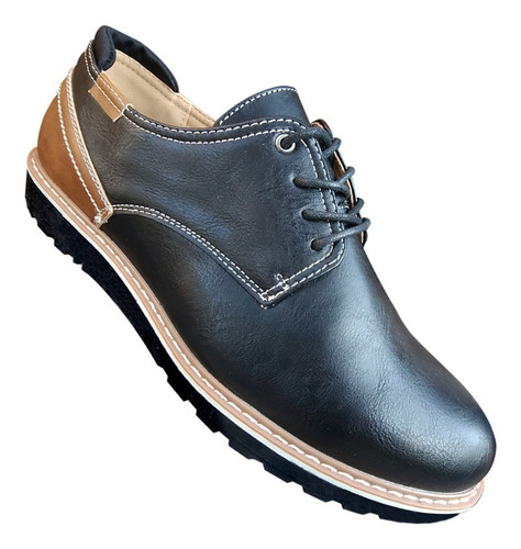 Zapato De Hombre Casual Oxford Cuero Pu Liso - Negro - 7114