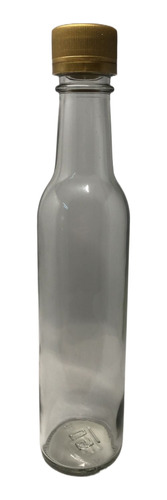 Botella Vidrio 250 Ml Tequilera Tapa Dorada (caja Con 24 Pz)