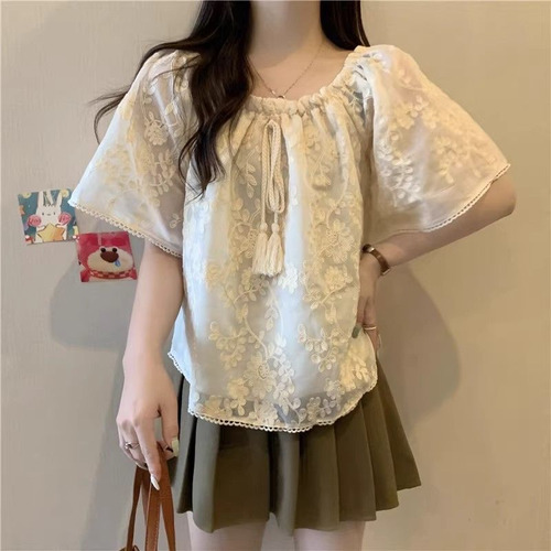 Top De Verano De Encaje Con Un Solo Hombro Para Mujer