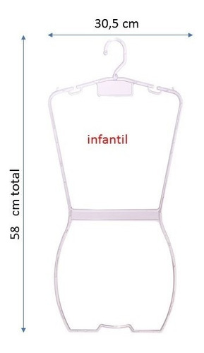 Cabide Acrílico Silhueta  Infant Transparente 20 Unid 68 Cm 