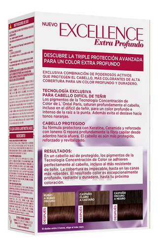 Tinta Loreal Excellence Extra Profundo Castaño Caoba 470