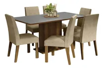 Comprar Juego De Comedor Renata Con 6 Sillas Marrón\u002Fgris\u002Fimperial Diseño de la tela de las sillas Liso